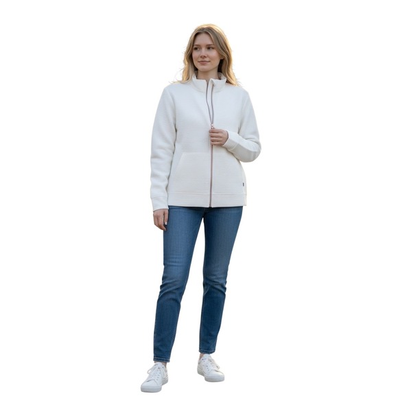 Skechers Jackets & Blazers - Skechers‎ California Comfort White Ribbed Full Zip Jacket Women's Size L